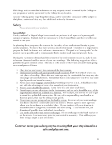 illicit drugs and/or controlled substances on any property owned or... any program or activity sponsored by the College in any...