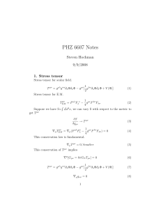 PHZ 6607 Notes Steven Hochman 9/9/2008 1. Stress tensor