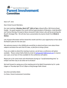 Dear School Council Members, Monday, March 30 , 2015 at 7pm
