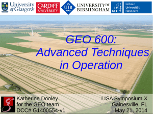 GEO 600: Advanced Techniques in Operation