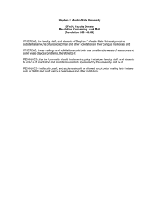 Stephen F. Austin State University  SFASU Faculty Senate Resolution Concerning Junk Mail