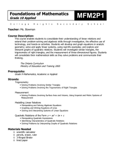 Grade 10 Applied Math Course Outline (MFM2P1)