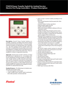 FTA976 Power Transfer Switch for Limited Service