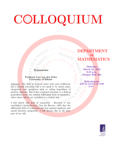 DEPARTMENT of MATHEMATICS Transseries