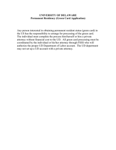 UNIVERSITY OF DELAWARE Permanent Residency (Green Card Application)