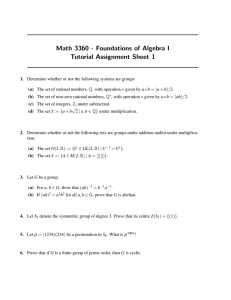 Math 3360 - Foundations of Algebra I Tutorial Assignment Sheet 1