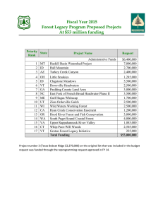 Fiscal Year 2015 Forest Legacy Program Proposed Projects At $53 million funding