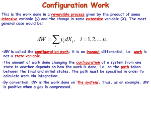 Configuration & Dissipative Work: Thermodynamics Lecture Notes