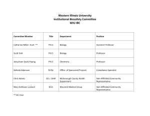 Western Illinois University  Institutional Biosafety Committee  WIU IBC   