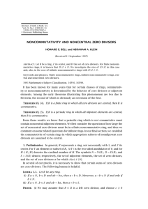 NONCOMMUTATIVITY AND NONCENTRAL ZERO DIVISORS