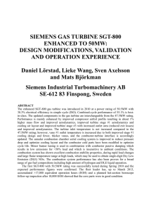 Siemens SGT-800 Gas Turbine Enhancement to 50MW