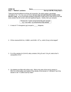 Chemistry Quiz: Unit Conversions & Percentage Calculations