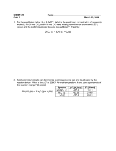 CHEM 121 Name_________________________________________ Quiz 7