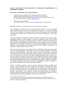 LOCAL INNOVATION AND INITIATIVE IN MANAGING BIODIVERSITY IN NORTHERN ETHIOPIA  Fetien Abay