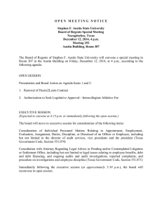 O P E N   M E E T...  Stephen F. Austin State University Board of Regents Special Meeting