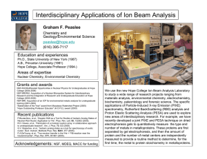 Interdisciplinary Applications of Ion Beam Analysis Graham F. Peaslee Education and experiences