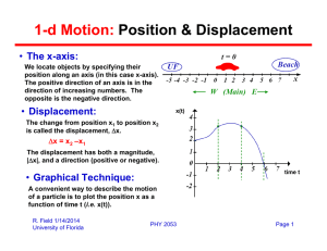 1-d Motion: Position &amp; Displacement The x-axis: