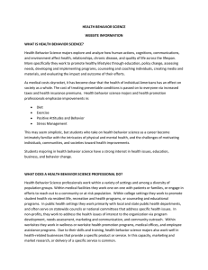 HEALTH BEHAVIOR SCIENCE WEBSITE INFORMATION WHAT IS HEALTH BEHAVIOR SCIENCE?