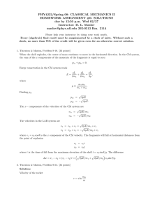 PHY4222/Spring 08: CLASSICAL MECHANICS II HOMEWORK ASSIGNMENT #6: SOLUTIONS