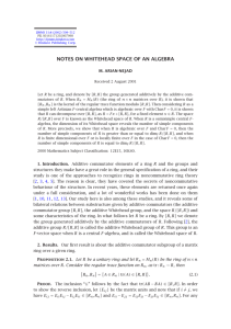 NOTES ON WHITEHEAD SPACE OF AN ALGEBRA M. ARIAN-NEJAD