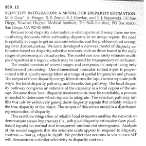SELECTIVE INTEGRATION:  A M. S. Gray',  A. Pouget, I&lt;.