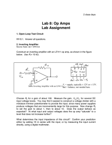 Lab 8: Op Amps Lab Assignment