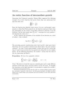 An entire function of intermediate growth