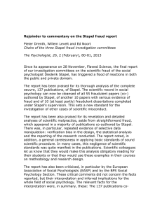 Rejoinder to commentary on the Stapel fraud report