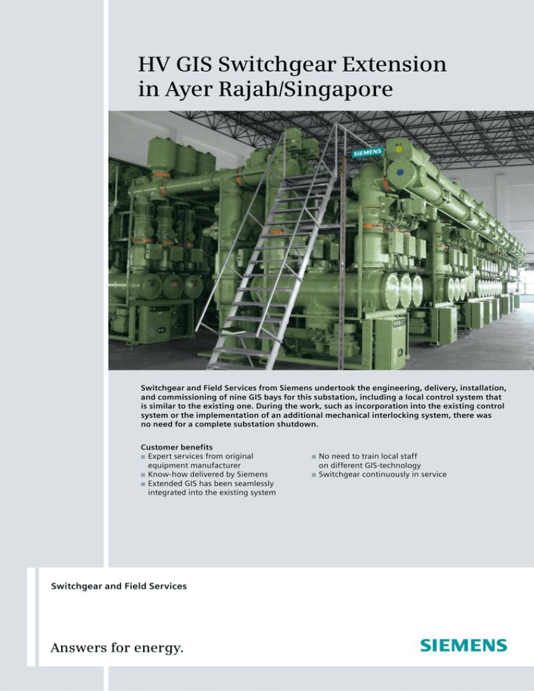 HV GIS Switchgear Extension in Ayer Rajah/Singapore