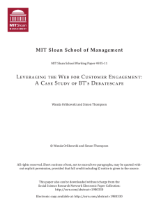 Leveraging the Web for Customer Engagement: MIT Sloan School of Management