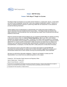 Pall Allegro Systems: BSE/TSE Safety & Animal-Free Status
