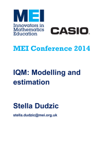 MEI Conference  IQM: Modelling and estimation