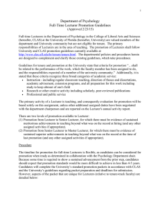 Department of Psychology Full-Time Lecturer Promotion Guidelines