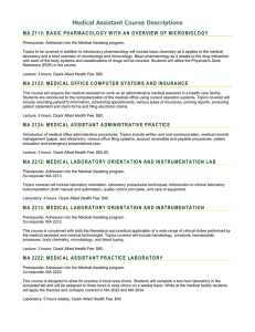 Medical Assistant Course Descriptions