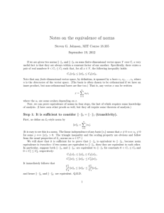 Notes on the equivalence of norms September 19, 2012