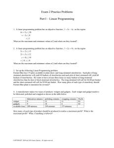 Exam 2 Practice Problems  Part I – Linear Programming