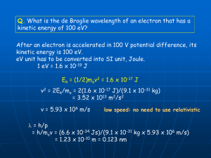 Q. What is the de Broglie wavelength of an electron that... kinetic energy of 100 eV?
