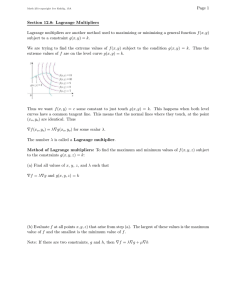 Page 1 Section 12.8: Lagrange Multipliers