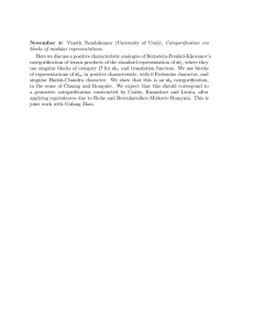 Vinoth Nandakumar (University of Utah), Categorification via November 4: .