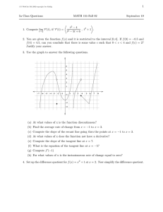 1 In Class Questions MATH 151-Fall 02 September 19
