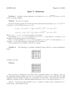 MATH 433 March 13, 2015 Quiz 7: Solutions