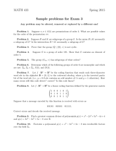 MATH 433 Spring 2015 Sample problems for Exam 3