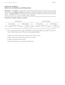 Page 1 Section 5.2: Annuities Section 5.3: Amortization and Sinking Funds