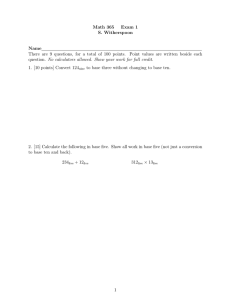 Math 365 Exam 1 S. Witherspoon Name