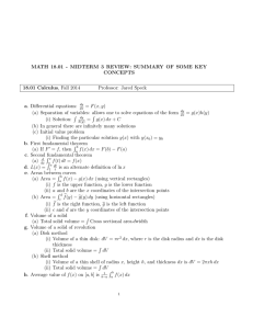 MATH 18.01 - MIDTERM 3 REVIEW: SUMMARY OF SOME KEY CONCEPTS