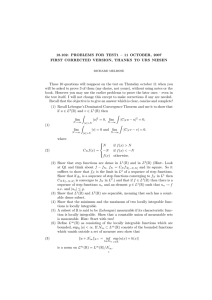 18.102: PROBLEMS FOR TEST1 – 11 OCTOBER, 2007