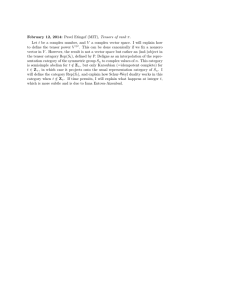 Pavel Etingof (MIT), Tensors of rank π. February 12, 2014: