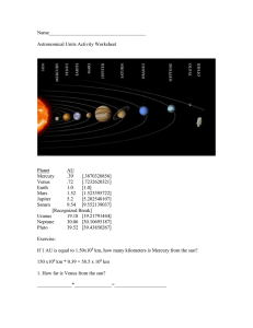 Name_______________________________________  Astronomical Units Activity Worksheet Planet