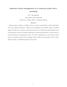 Quantum critical entanglement in an Anderson model with a pseudogap Abstract M.T. Miecnikowski