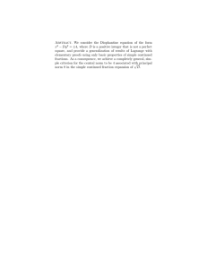 Abstract. We consider the Diophantine equation of the form = x